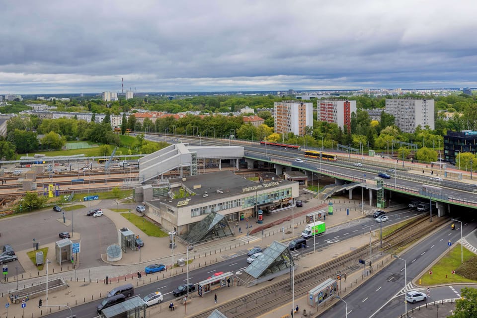 A view from the balcony overlooking a shopping center and city landscape. You can spot Westfield Arkadia just across the street.