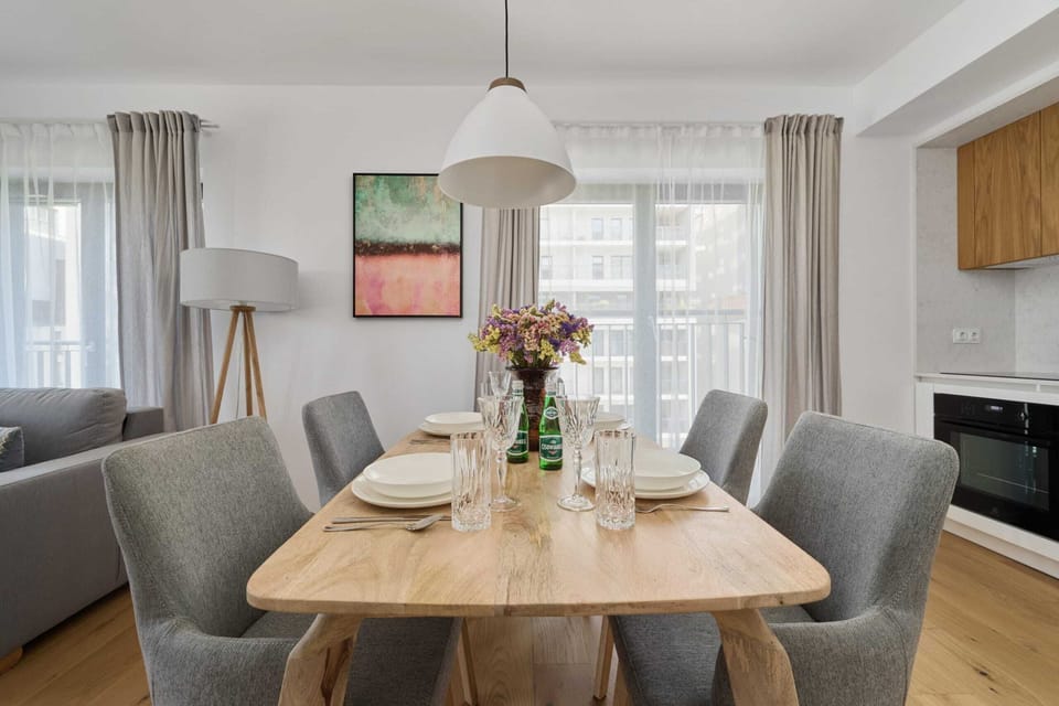 Dining table and chairs.