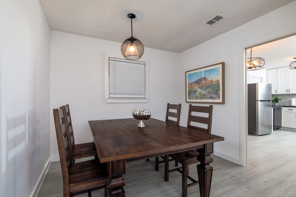 Dining area with plenty of seating for the whole family.