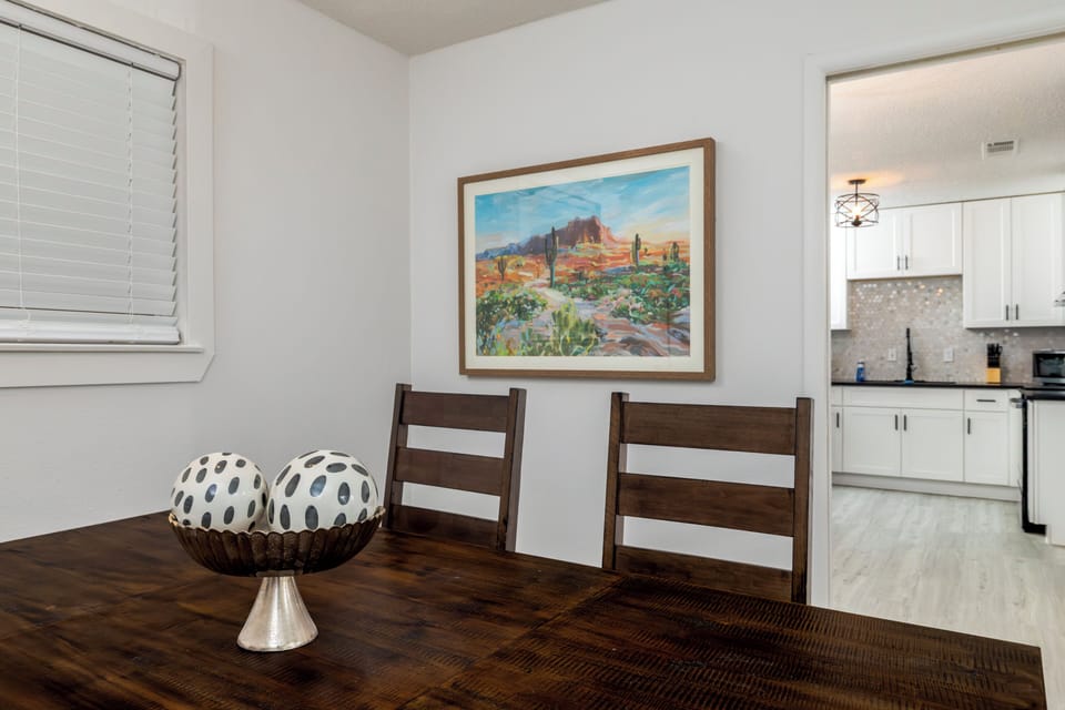 Dining area with plenty of seating for the whole family.