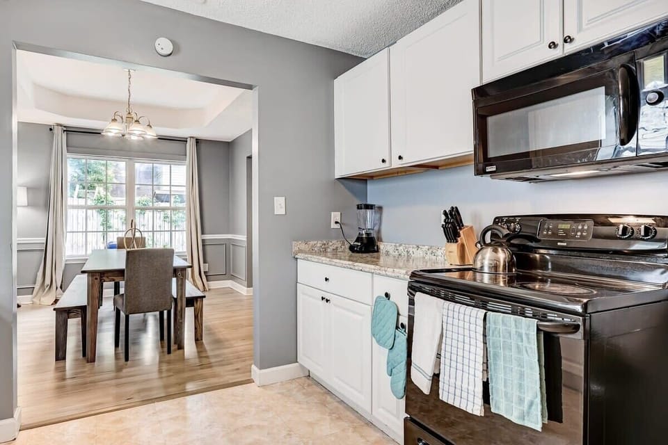 Fully equipped kitchen with everything you need for preparing meals during your stay.