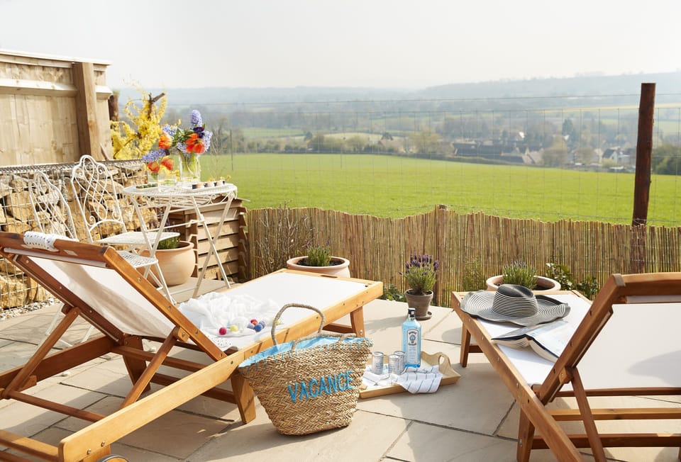 The lower sun terrace borders the deer park
