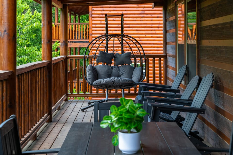 Take a moment to relax in the swing and let the peaceful mountain views surround you.