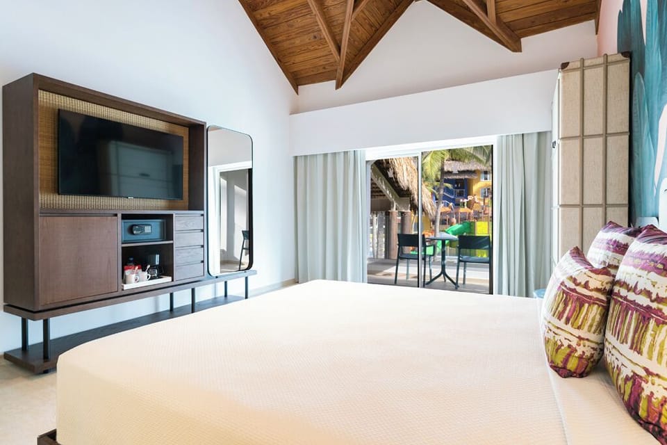 Stretch out on a plush bed steps from the terrace.