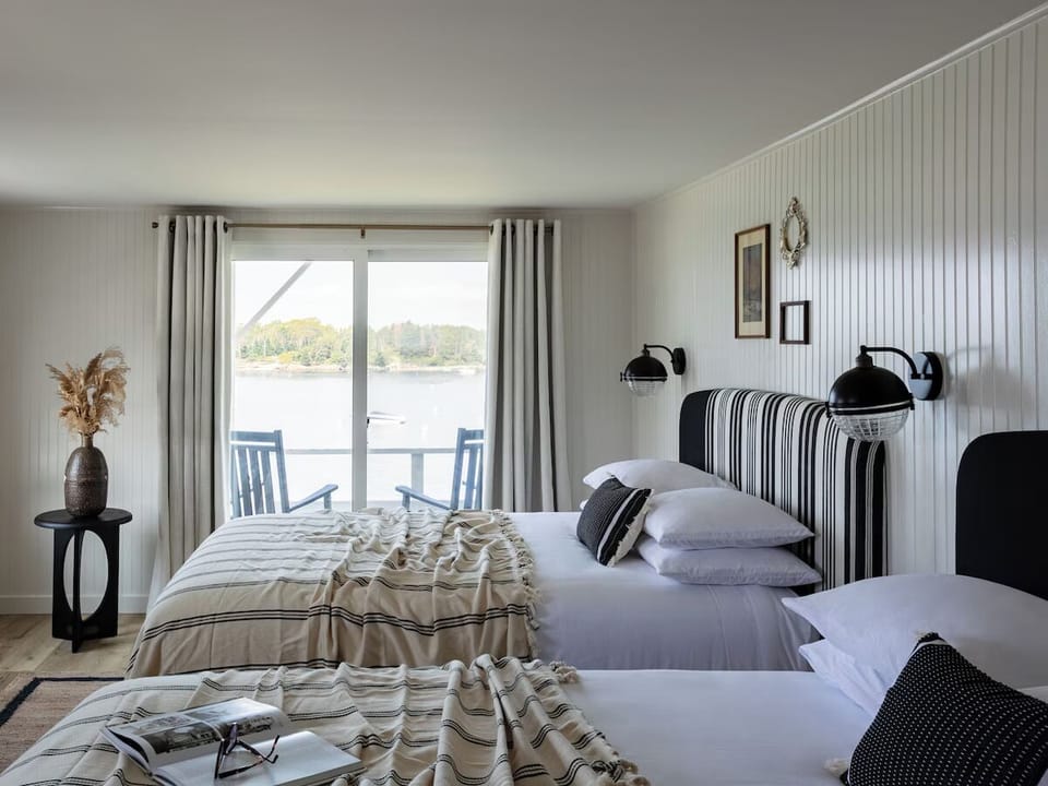 Linger in bed while the waterfront view steals the show.