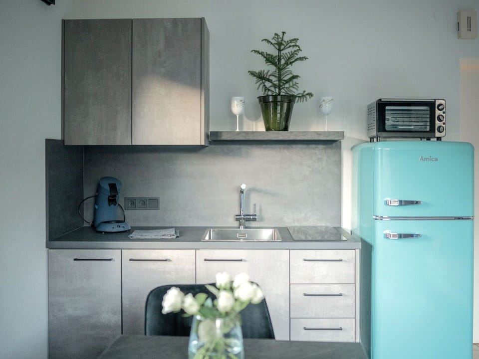 Kitchen Appliance, Kitchen, Major Appliance, Furniture, Interior Design, Countertop, Home Appliance, Cabinetry, Refrigerator, Flooring