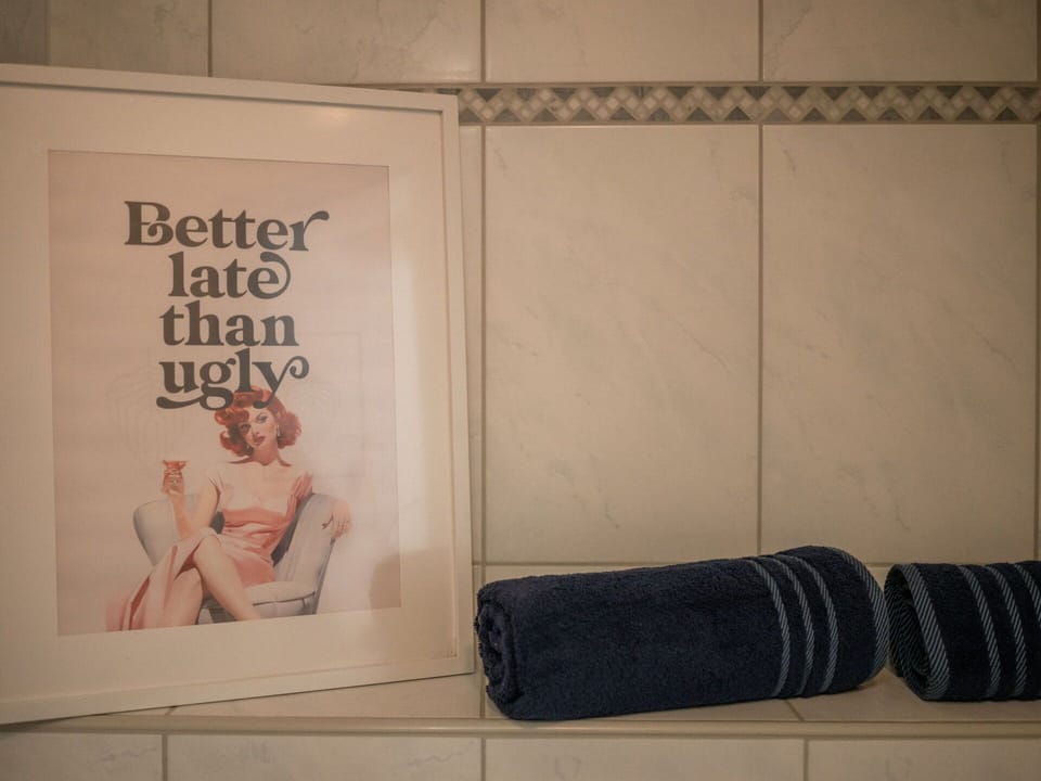 Interior Design, Bathroom, Room, Linens, Tile, Towel, Plumbing Fixture, Plumbing, Design