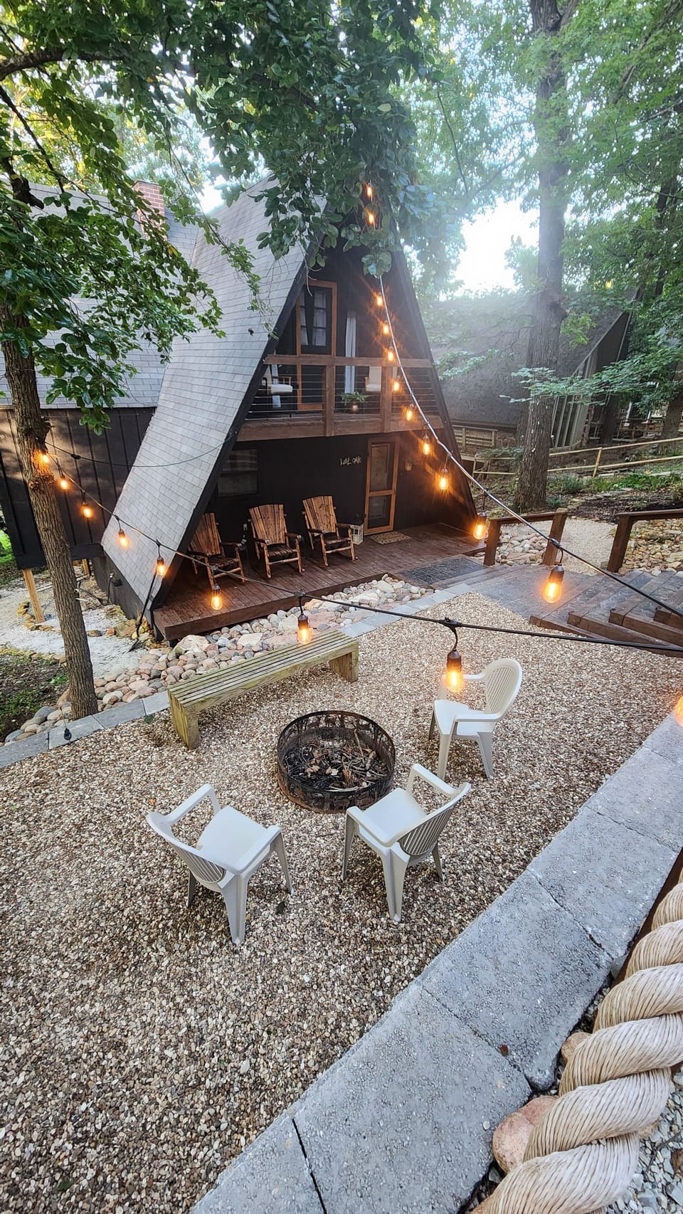 Front of cabin/firepit area