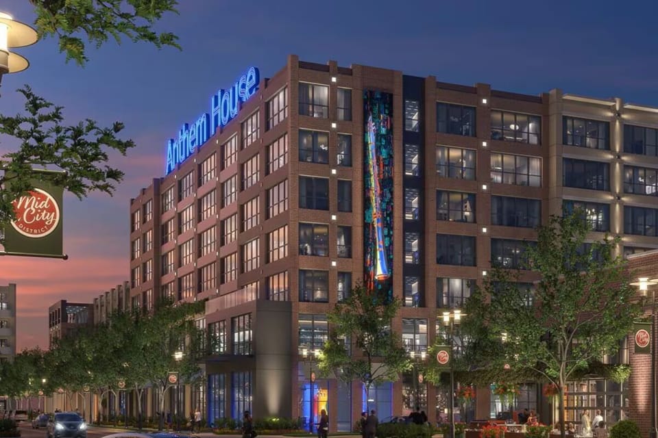 Arrive to a glowing city-lit stay with modern style.