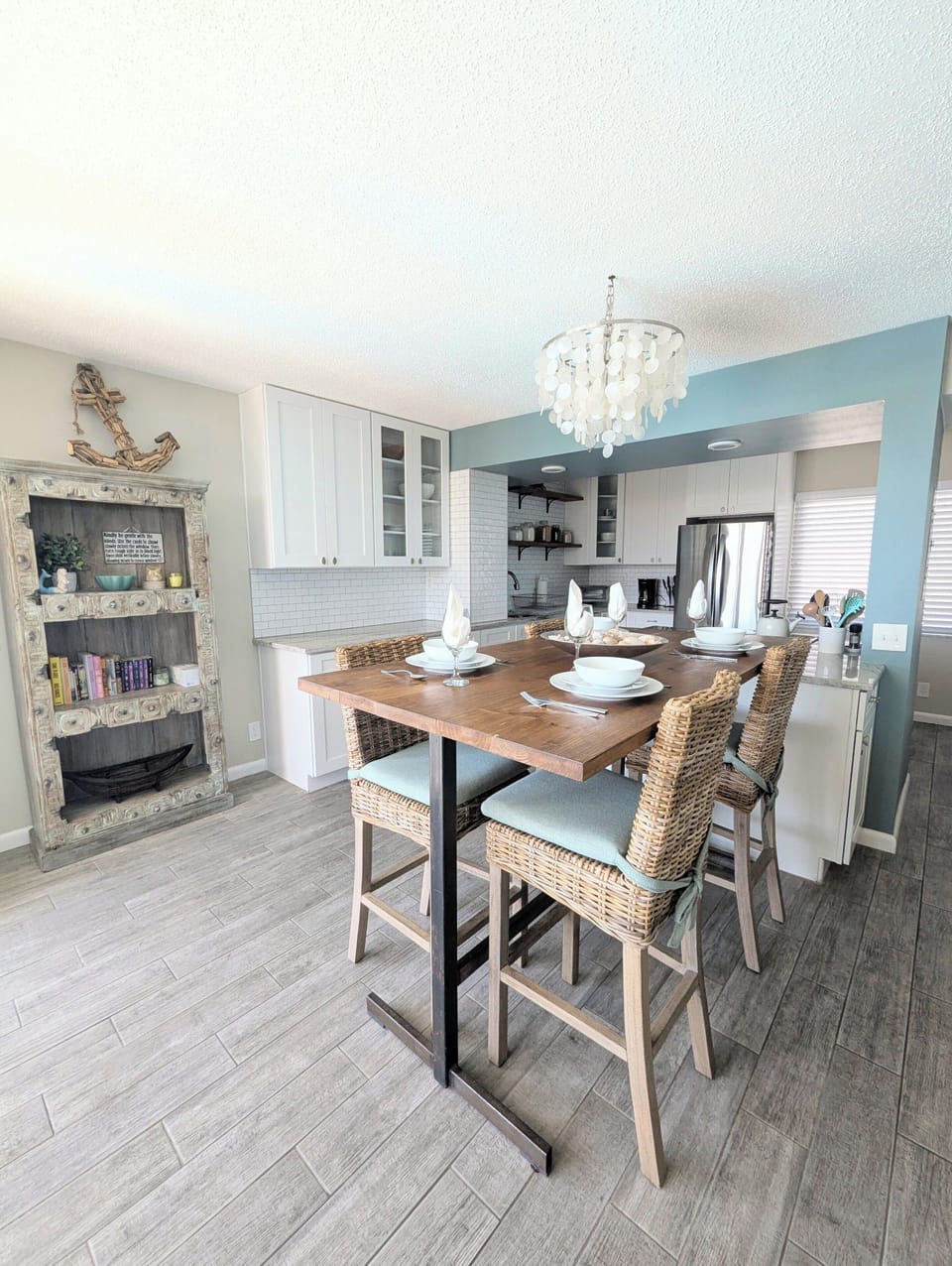 The dining area flows seamlessly into the kitchen and has tons of natural light.