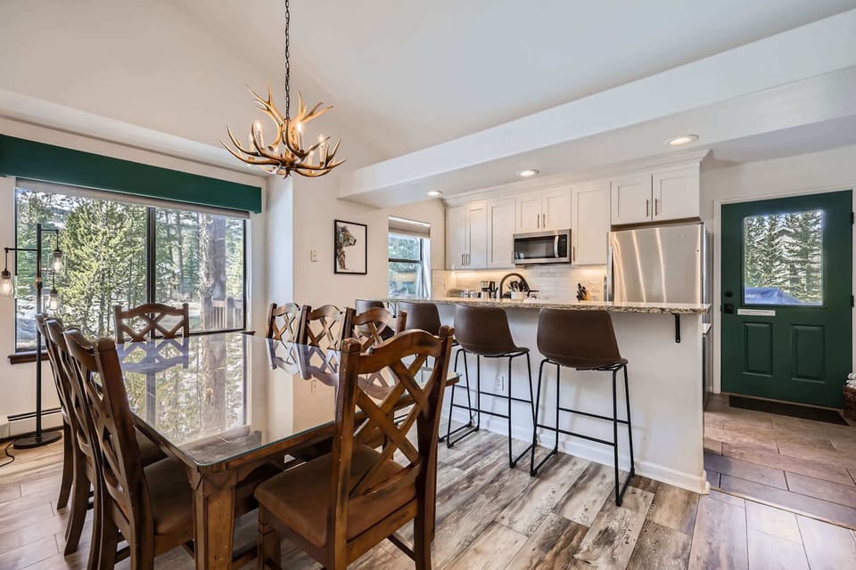 Rustic dining area with seating for 8