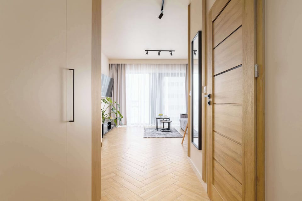 Hallway with spacious closet.