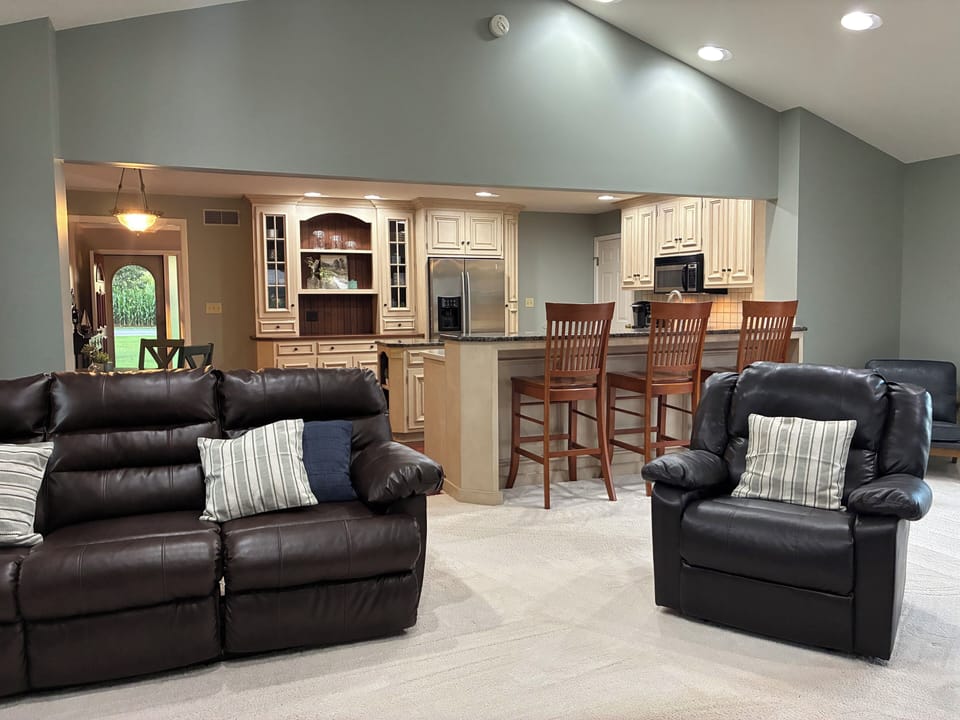 Open concept kitchen and great room.