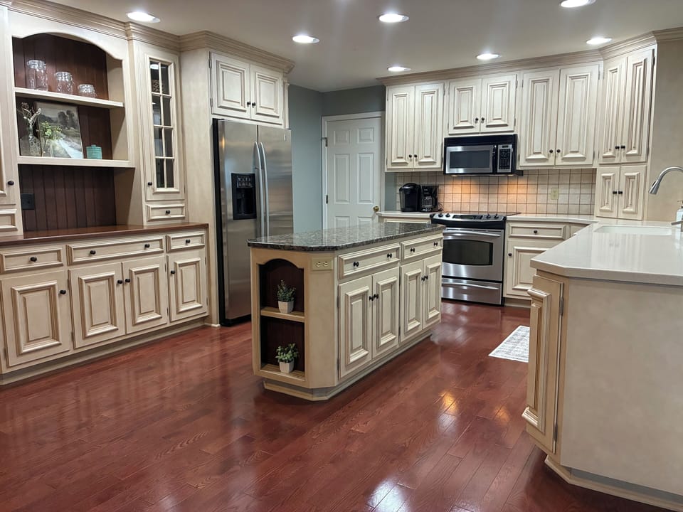 Fully stocked gourmet kitchen overlooking the great room.
