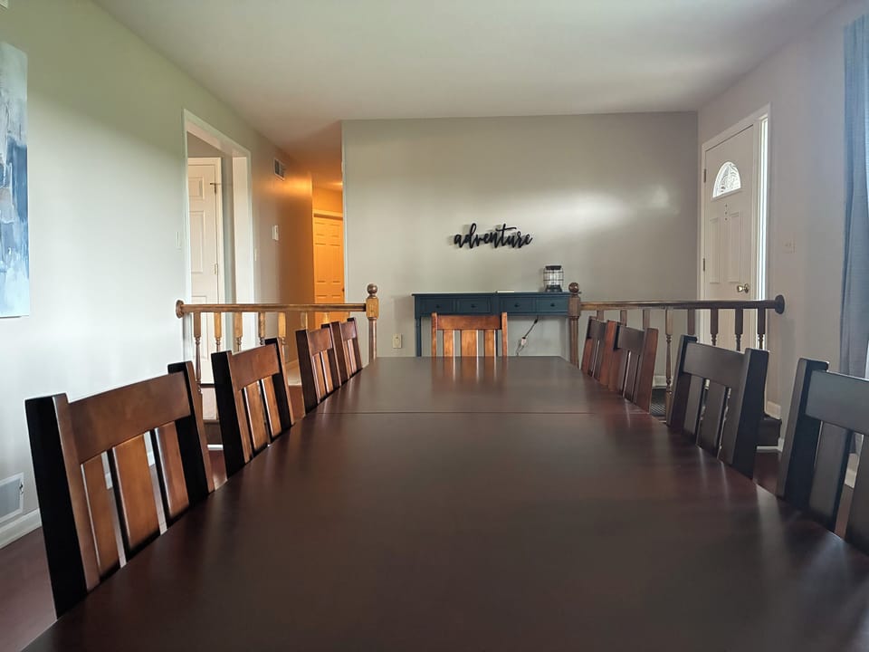 Dining looking back to the hallway where 3 of 4 bedrooms and 1 full bath are.