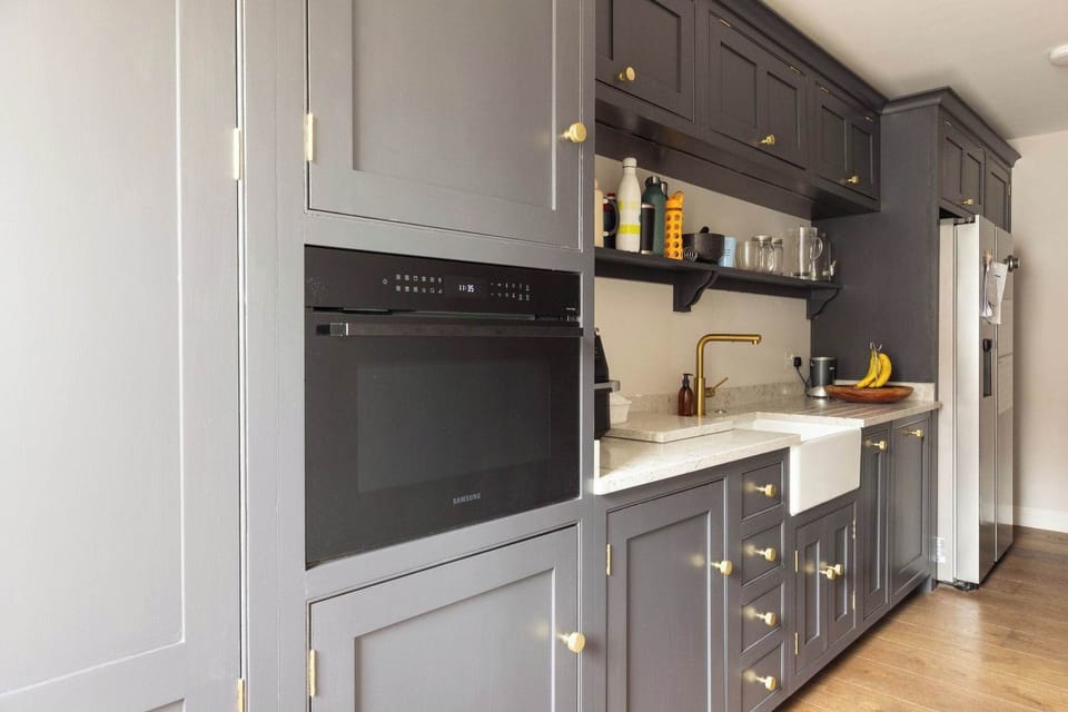 Fully equipped with farmhouse sink, fridge freezer and secondary oven