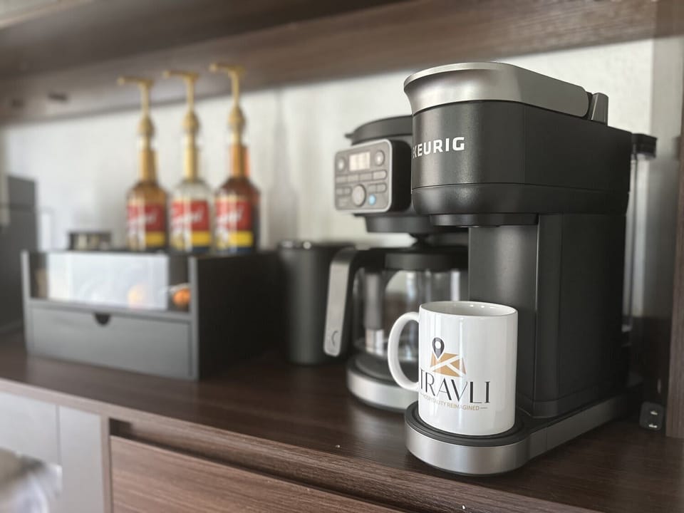 Indulge in a true luxury experience with our coffee bar, tailored to everyone. Whether a Keurig or Nespresso fan, we have you covered. 