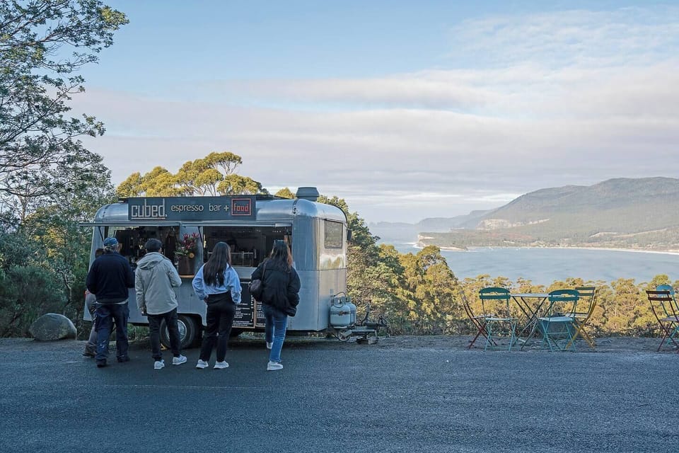 Sip your morning latte with panoramic ocean views at Cubed Espresso, a local favourite and a scenic stop on your peninsula drive.