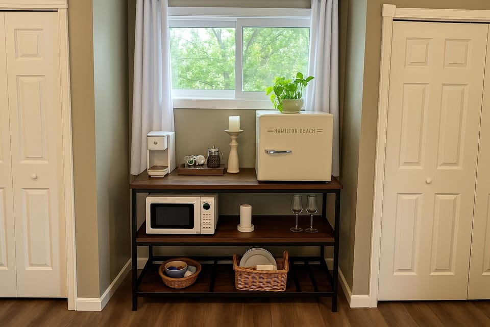 Enjoy your private coffee and snacks (stocked upon request).