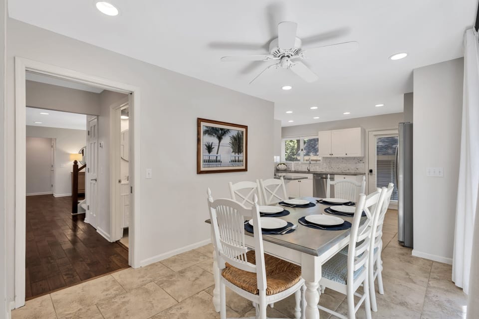 The kitchen flows seamlessly into the dining area, creating a perfect space for entertaining and enjoying meals together