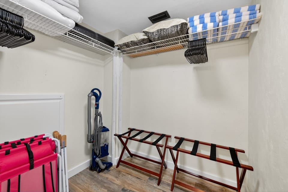 Store all your vacation essentials in the spacious closet