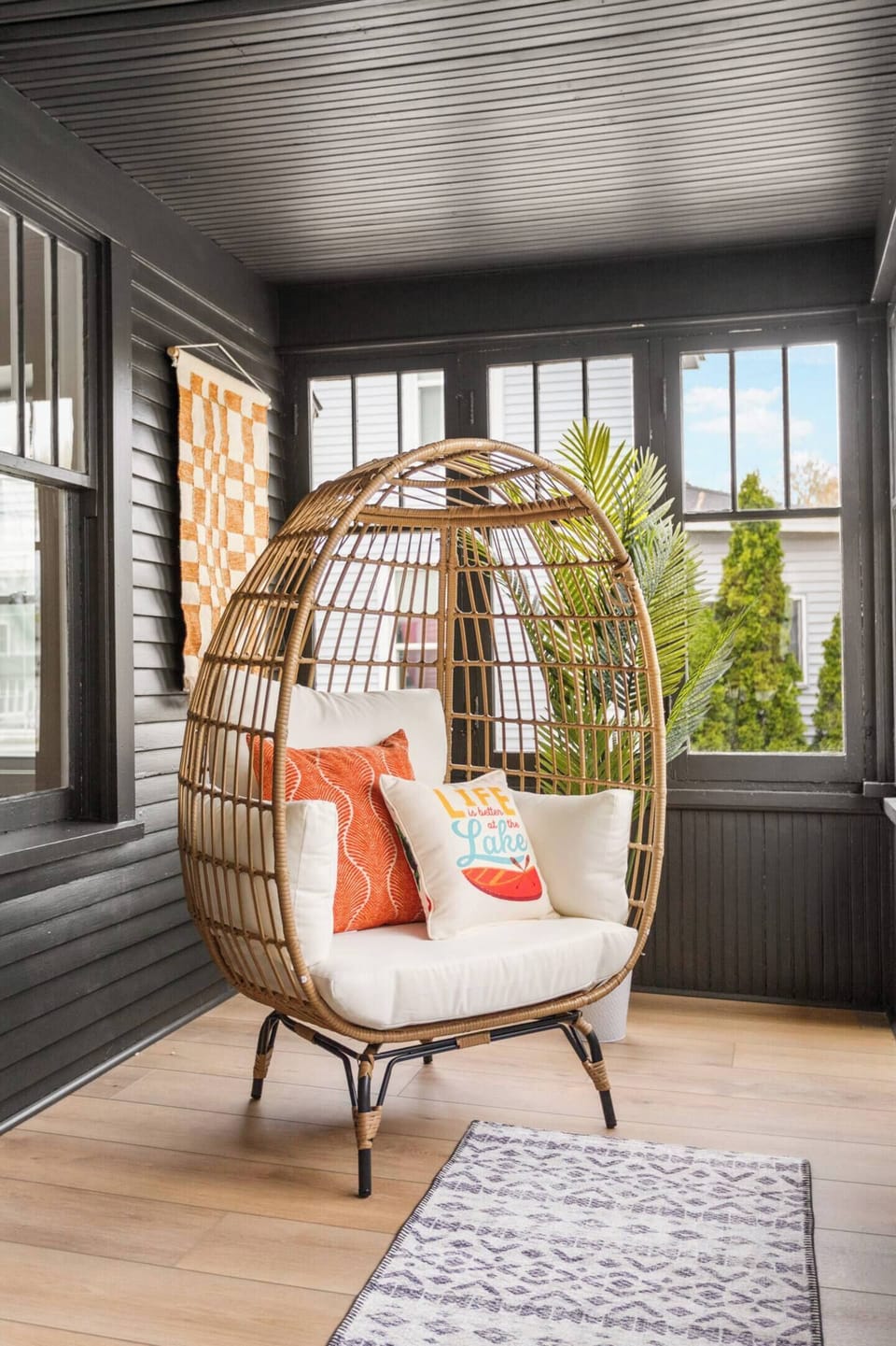 Enclosed porch perfect for morning coffee ☕