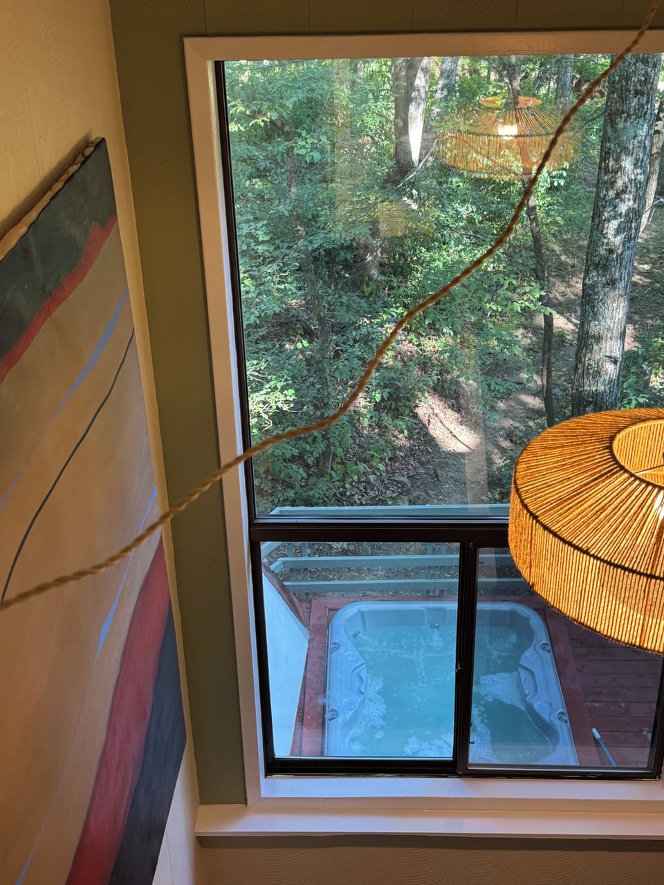 View from stairway, overlooking back deck