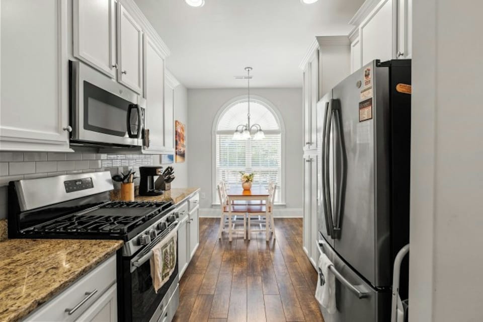 An updated kitchen makes preparing meals a breeze.