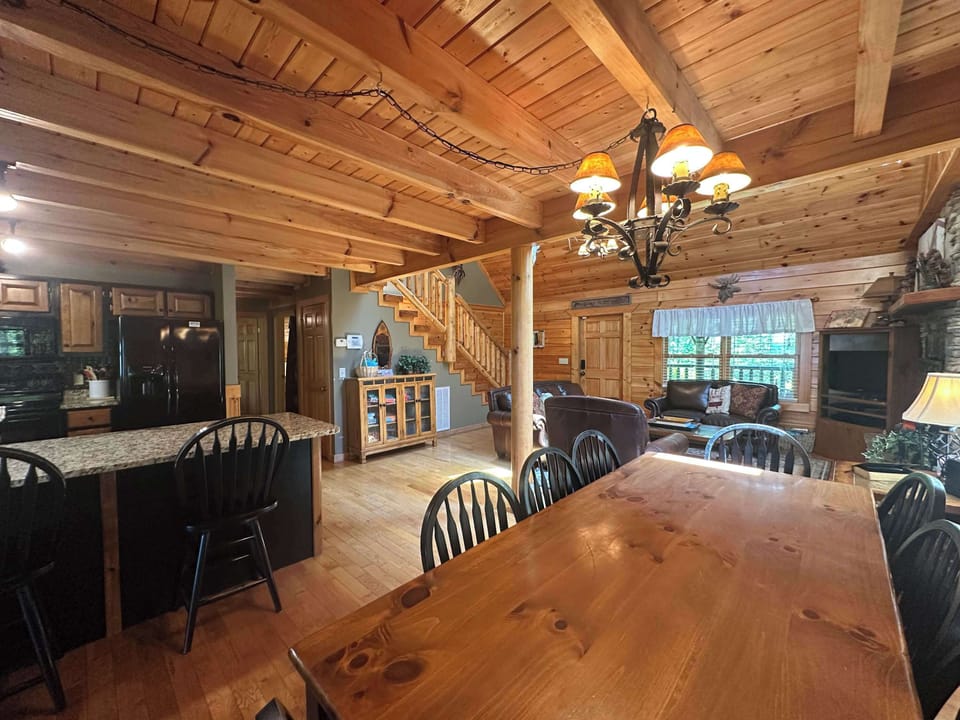 Dining table with seating for 8 and additional counter seating