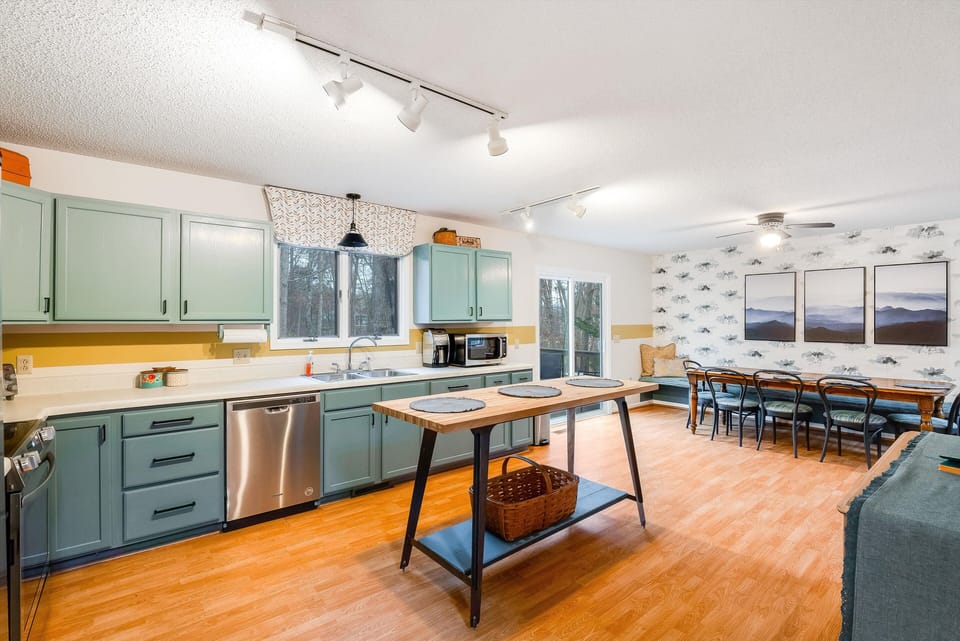 Enjoy our modern fully stocked kitchen- perfect for cooking meals with ease.