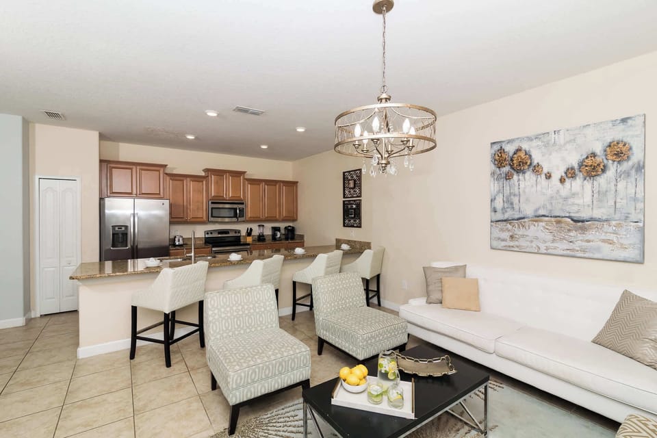 Cozy open living space with additional counter seating