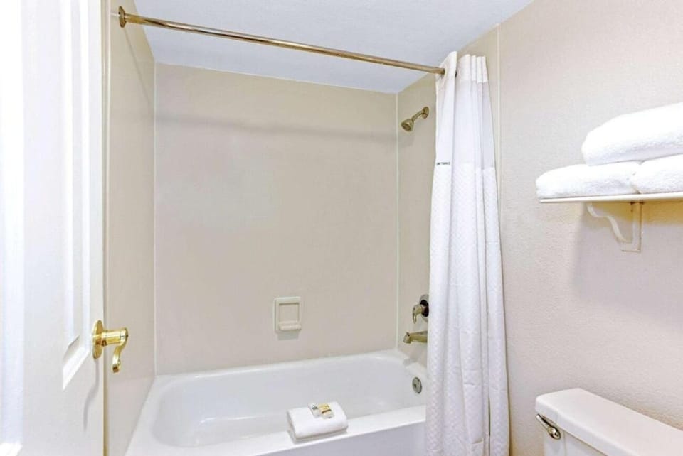 Refresh after a long day with a clean tub shower.