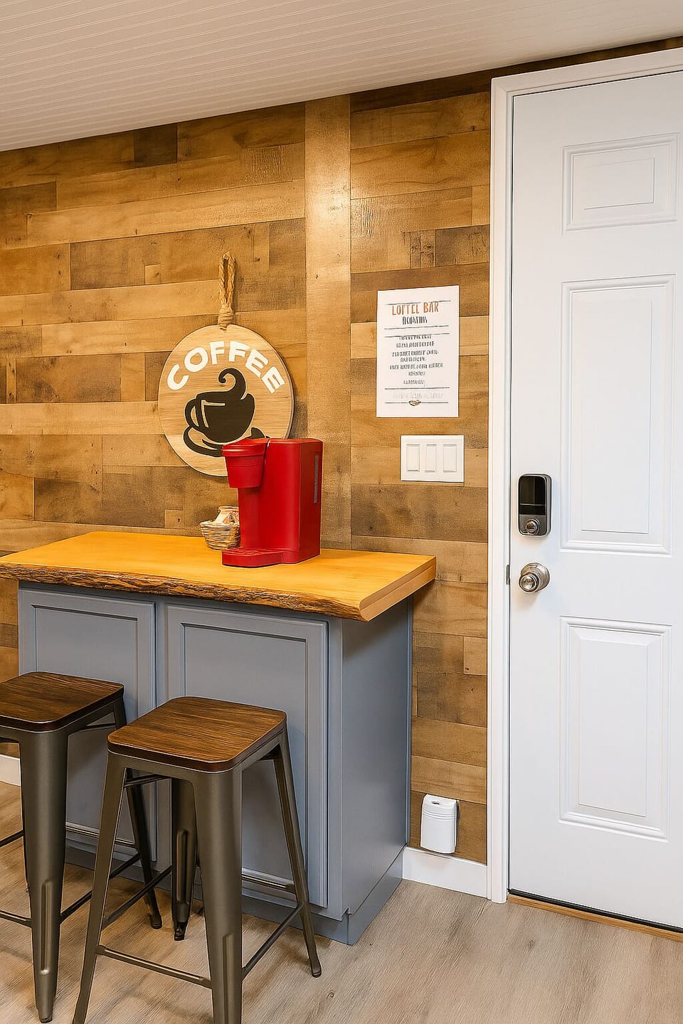 Rolling island with bar stools