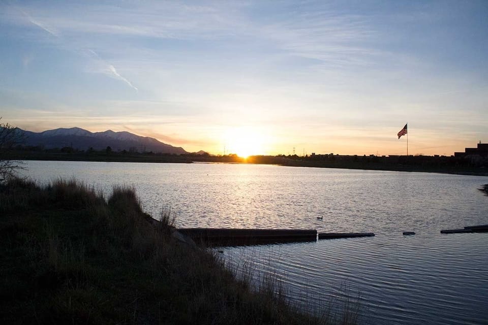 Unwind at sunset with serene water views nearby.