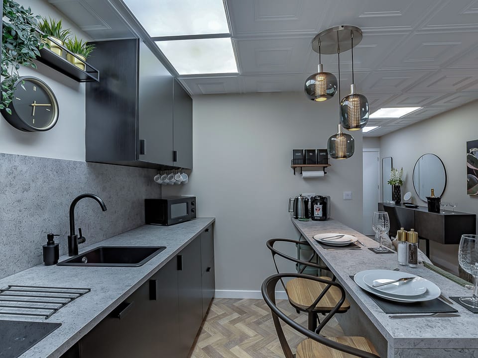 Open plan living space | The Old Post Office - The Old Post Office Apartments, Haltwhistle