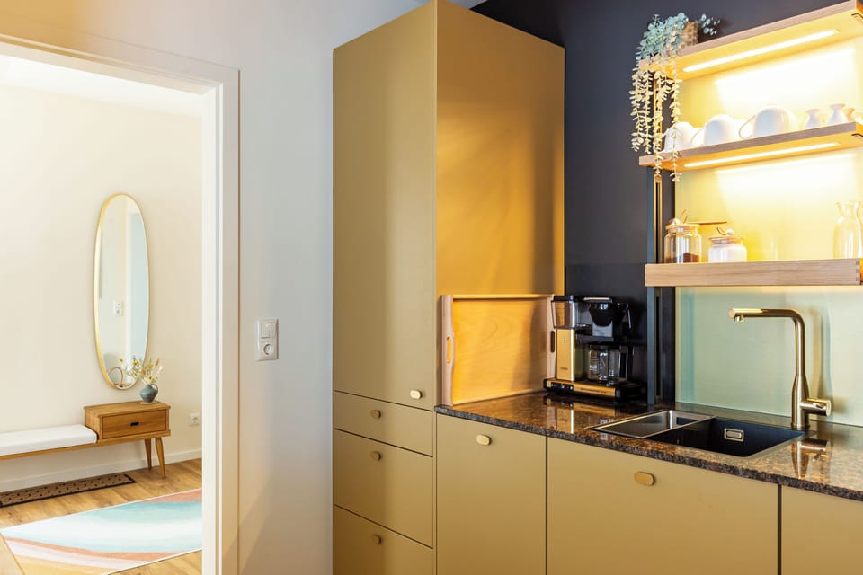 Modern Kitchen with Golden Cabinets