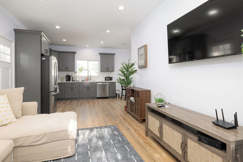 We love the large open space between the living room and kitchen/dining area!