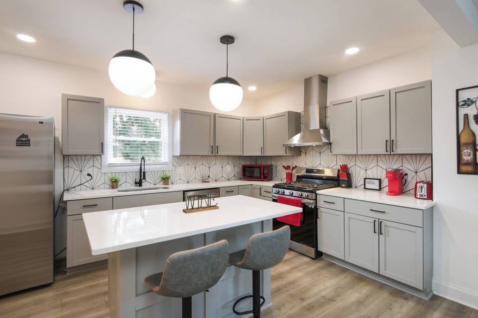 Fully stocked kitchen with all new appliances and cookware needed to dine in! 