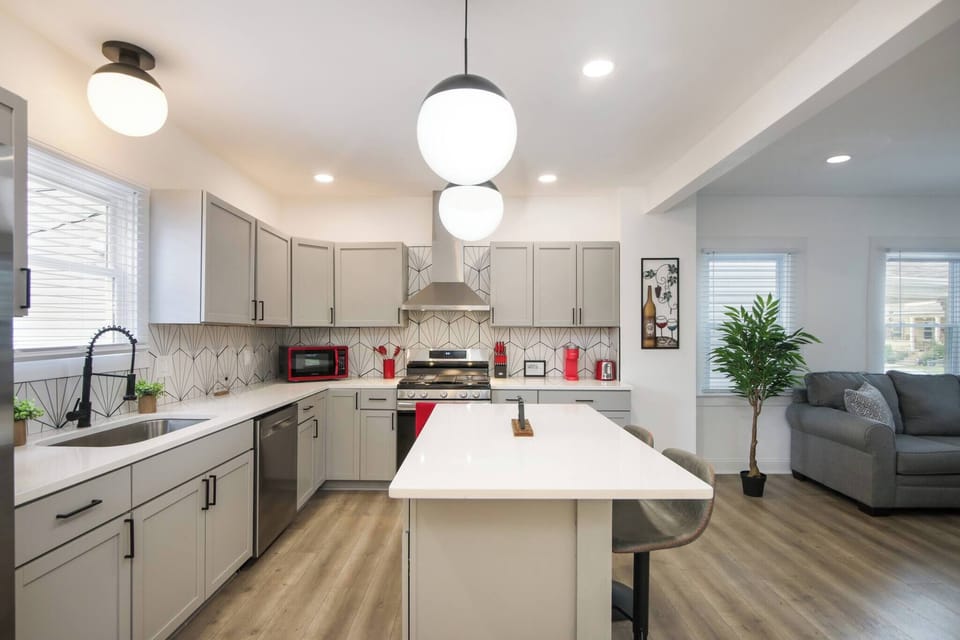 Fully stocked kitchen with all new appliances and cookware needed to dine in!