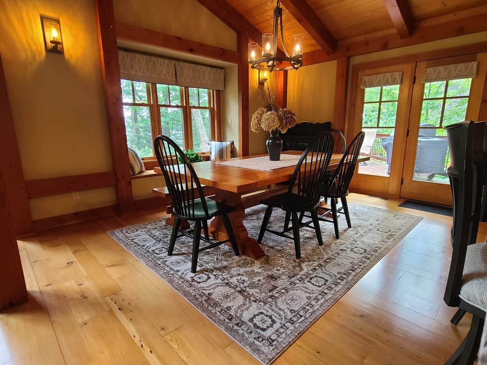 Dining room with door to deck