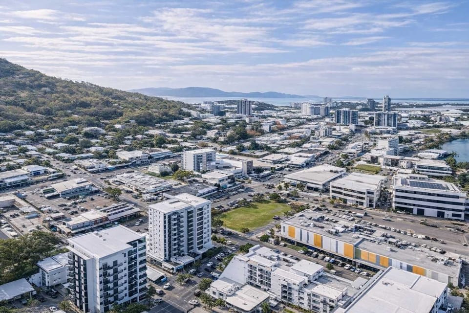Aerial view of Central Townsville and surrounding suburbs