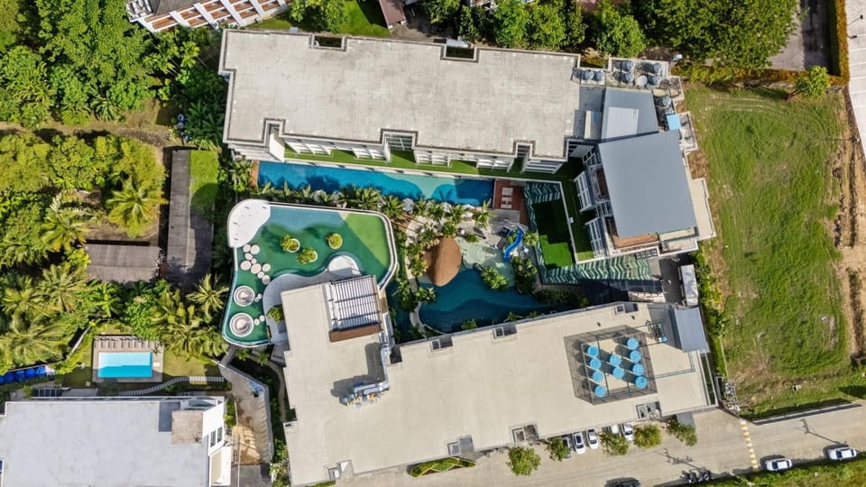 Drone overview of the Wyndham complex near Naithon Beach.