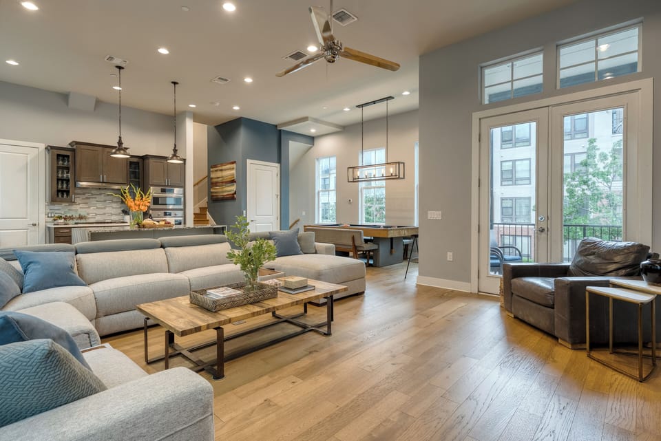 Bright and airy living space.
