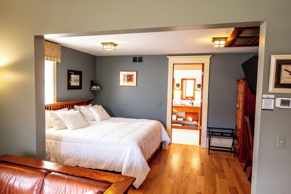 Stretch out in a spacious king room with warm hardwood floors
