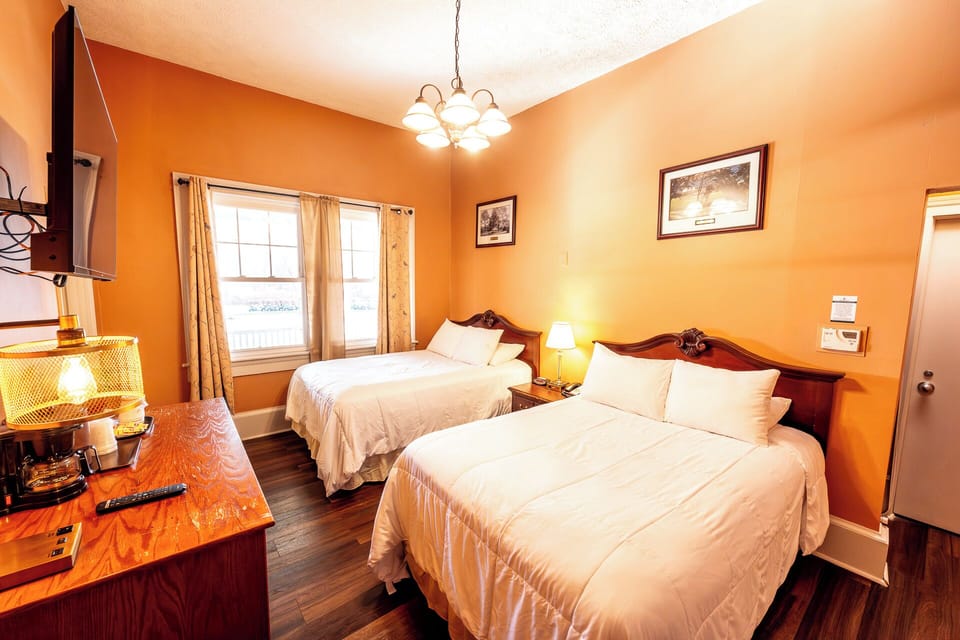 Wake up to daylight filtering through wide windows and curtains.