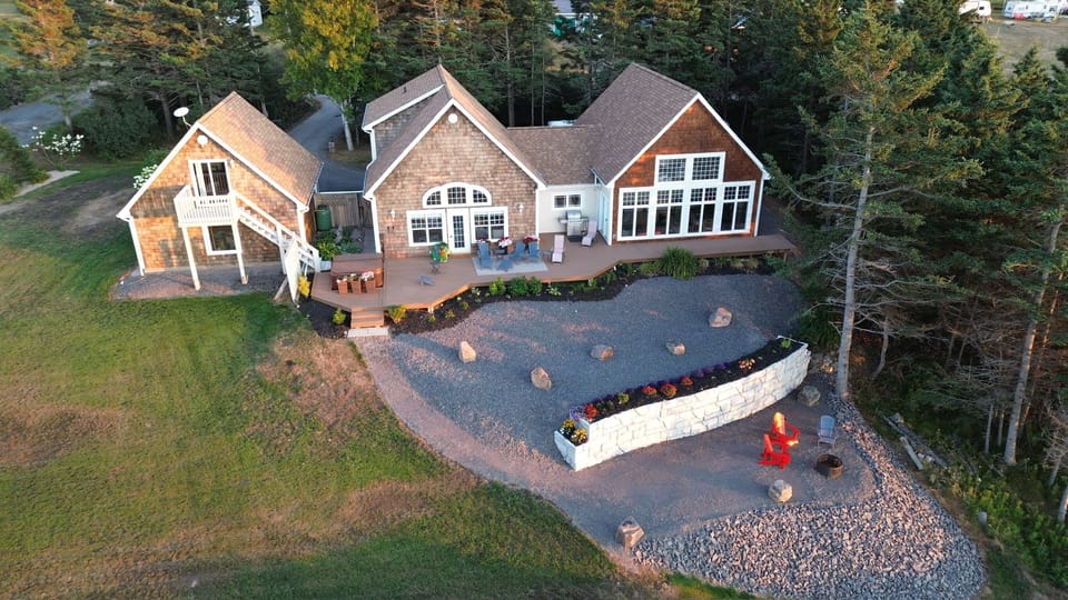Drone photo of the cliff front property