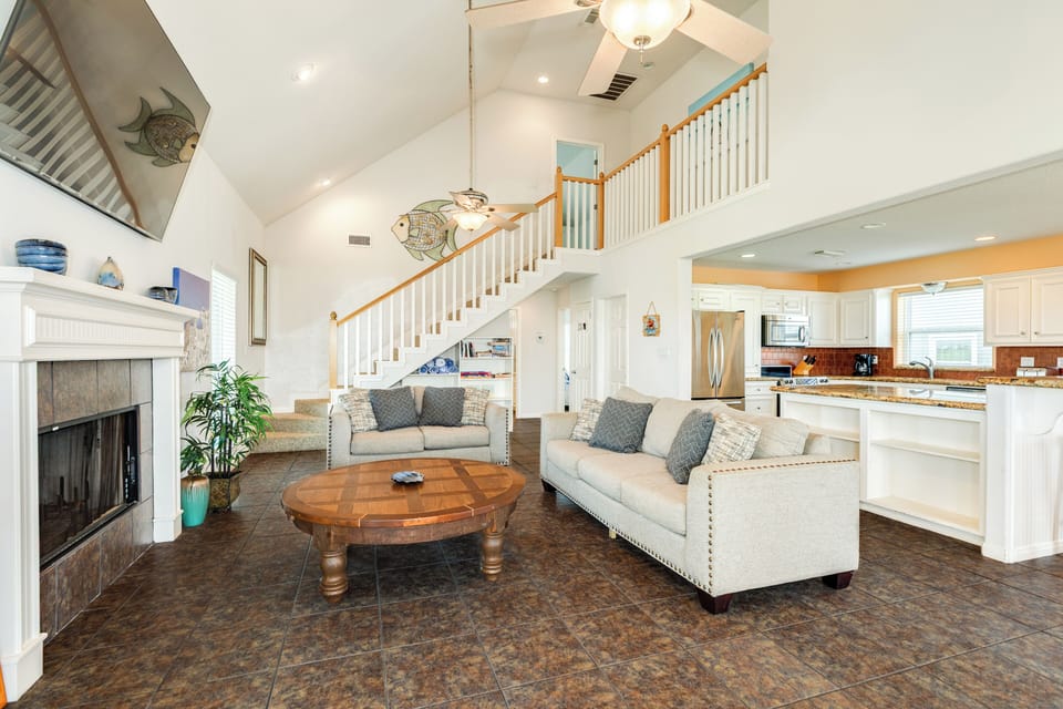 Grab a seat on one of the two comfortable couches
