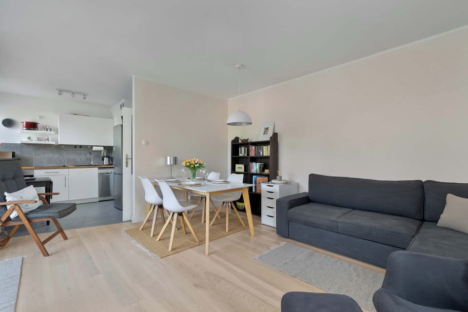 Comfortable lounge chair and coffee table for a relaxed afternoon.

