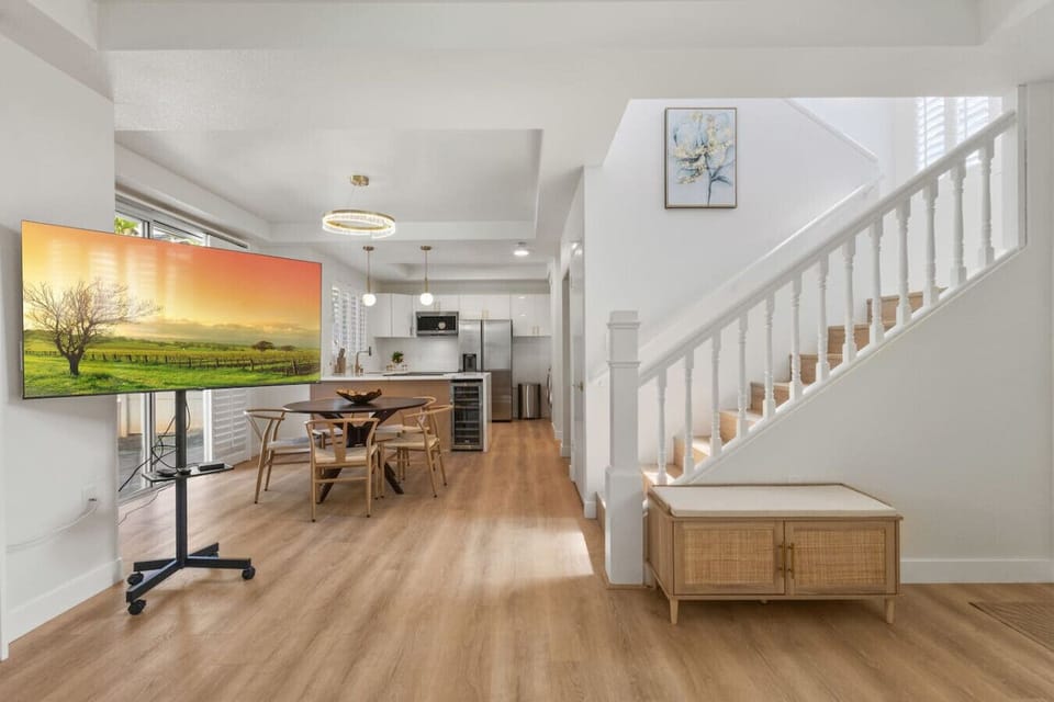 Comfortable seating area with Smart TV and AC