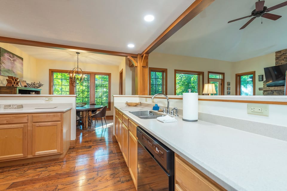 Open kitchen with ample counter space